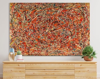 Jackson Pollock Kunst Leinwand Wand Kunst Leinwand Moderne Abstrakte Reproduktion Druck Splatter Seelachs Druck Home Wall Decor Home Schlafzimmer