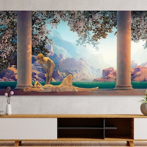 Maxfield Parrish Daybreak Riproduzione su tela Stampa classica Arte murale raffinata Decorazione per camera da letto di donne sensuali Decorazione classica su tela