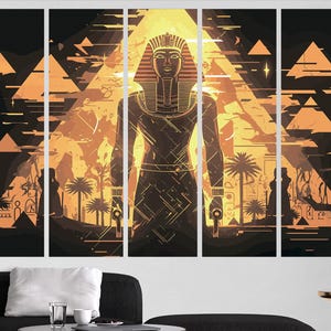 Egyptian Canvas Mysterious Art Ancient Egypt Wall Decor Pharaoh Mythology Wall Art Home Decor Painting for Living Room Bedroom Office