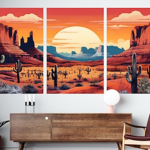 Wild West Canvas Art Western Wall Art Cowboy Landscape Rustic Decor Desert Wall Art Western Theme Canvas for Home or Office