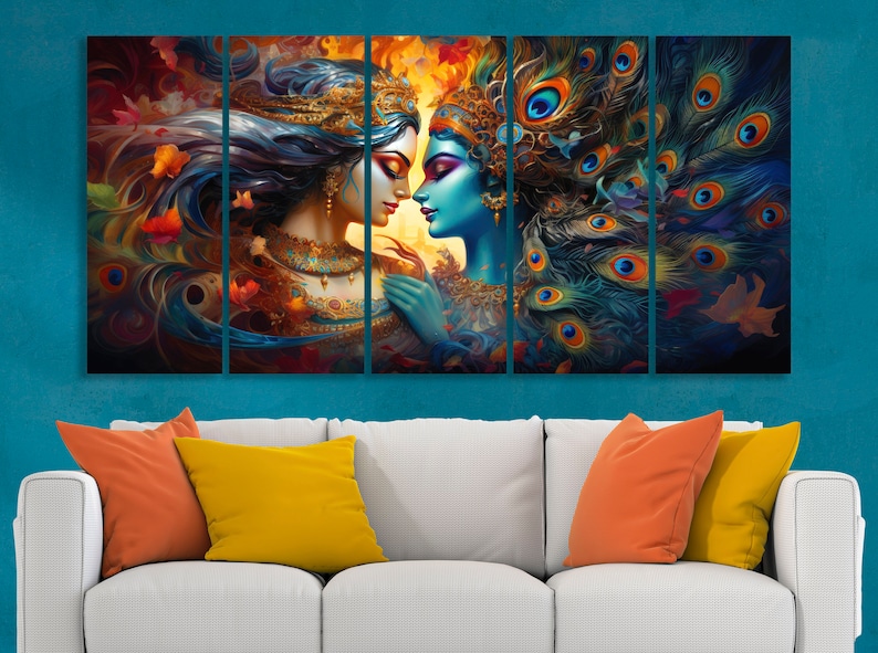 Sacred Krishna and Radha Canvas Hindu Vaishnavite Tradition Wall Art ...