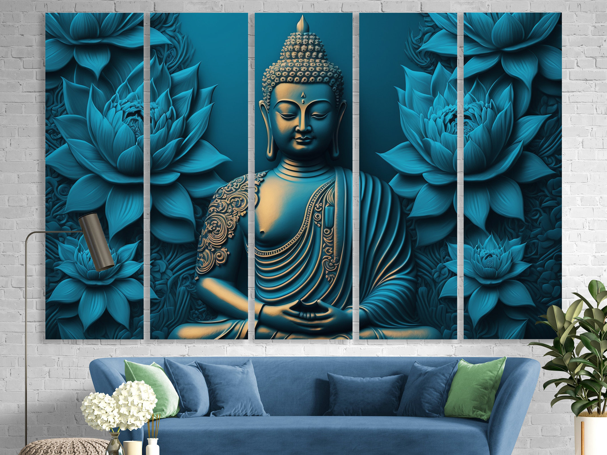 Abstract Buddha Lotus Canvas Prints Watercolor Horizontal Wall