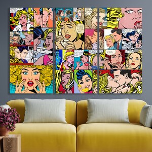 Pop Art Canvas Print Wall Art Decor Pop Art Collage Bedroom Wall Decor Modern Wall Art Extra Large Size Pop Art Canvas Print Gift Idea