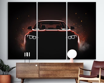 BMW Canvas Print Car Wall Art Decor Gift Cool Office Wall Decor Supercar Car Wall Art decor Engine BMW Motor Sport Car Gift Idea