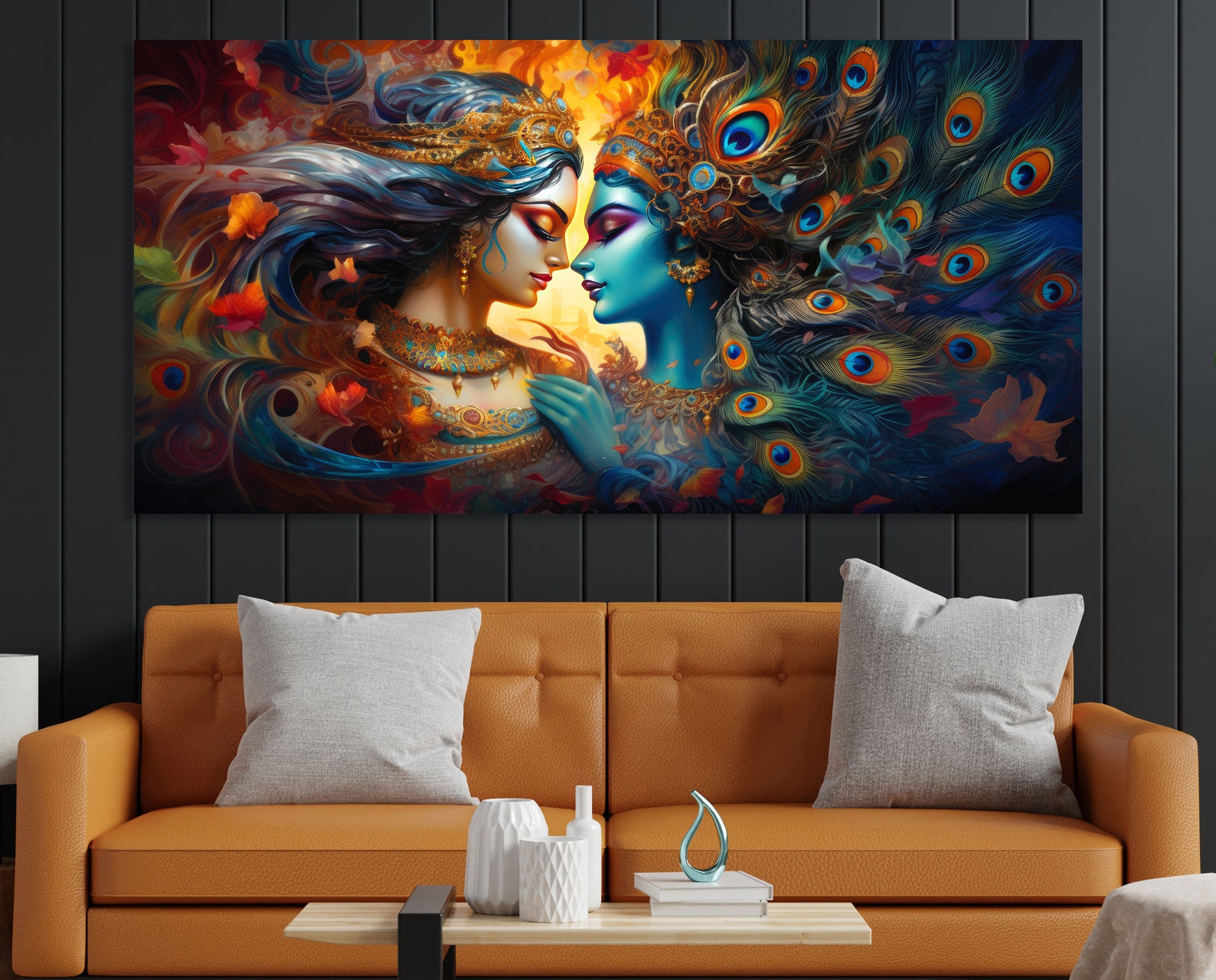 Sacred Krishna and Radha Canvas Hindu Vaishnavite Tradition Wall Art ...