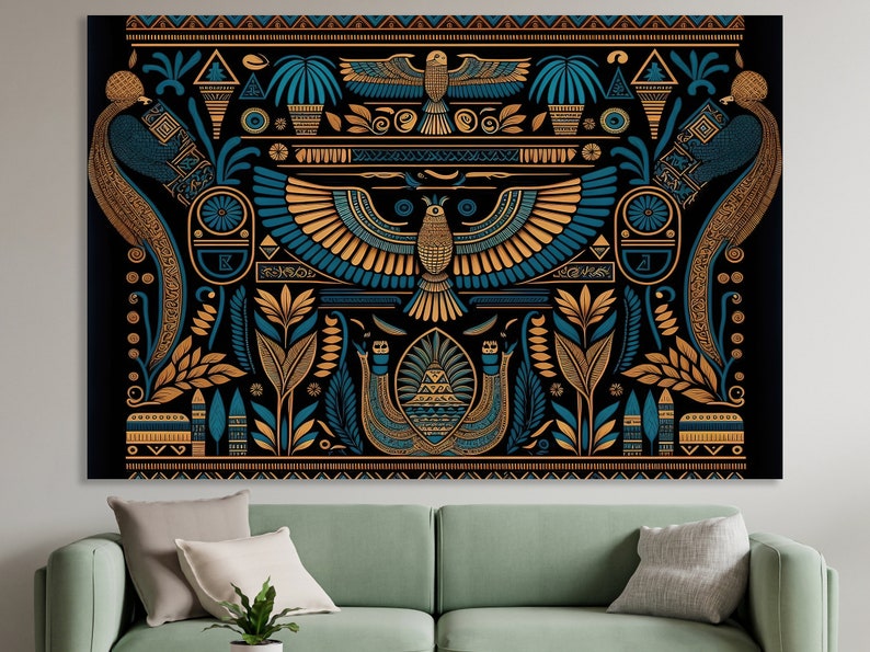 Egyptian Patterns Canvas Print Egyptian Wall Art Decor Etsy