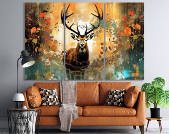 Abstract Deer Canvas Wall Art Decor Extra Large Canvas Print Gift Idea Animal Wall Art Nature Home Wall Decor Deer Canvas Ready To Hang