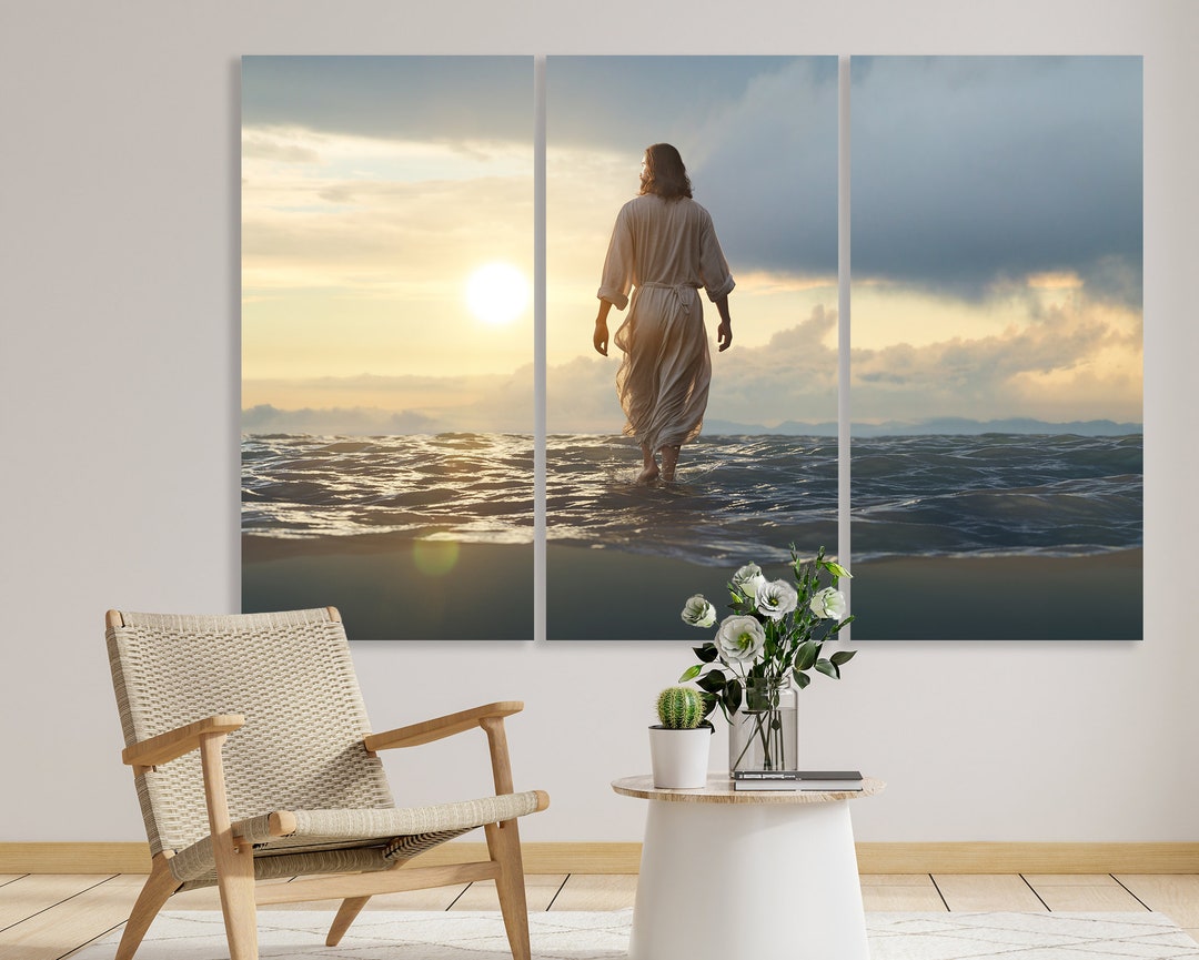 Christian Faith Canvas Wall Art, Jesus Christ Abstract Sky and Sea ...