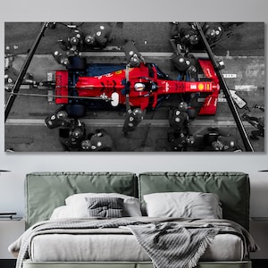 Formula 1 Wall Art Canvas | Sport Car Wall Decor F1 Pit Crew Racing Wall Art Decor Extra Large Canvas Racing Fan Gift Idea Motivation Art