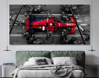 Formula 1 Wall Art Canvas | Sport Car Wall Decor F1 Pit Crew Racing Wall Art Decor Extra Large Canvas Racing Fan Gift Idea Motivation Art