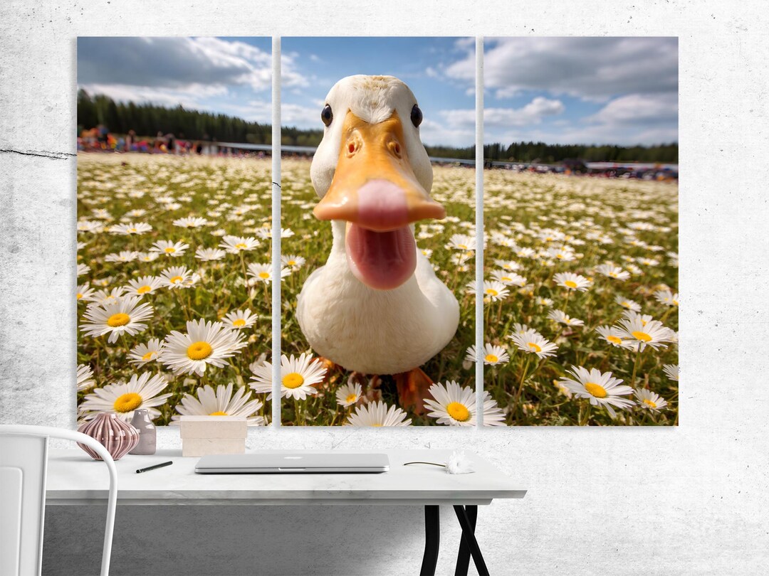 Funny Duck Canvas Wall Art Cute Goose Photo Print Farm Animal Decor ...