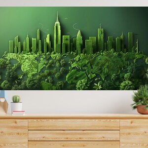 Stadt Leinwand Kunst Grün Botanische Eco Weltkarte Wand Deco Natur Botanische Wand Kunst für Schlafzimmer Wohnzimmer Büro Home Geschenk Idee