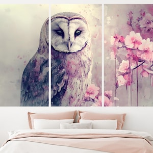 Eule und Blumen Leinwand Kunst Botanische Eule Druck Natur Inspirierte Tier Leinwand für Wohnzimmer Schlafzimmer Kinderzimmer oder gemütliches Wohndekor