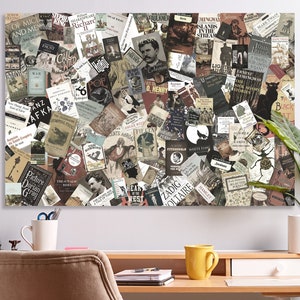 Collage Of Books Canvas Old Books Cover Vintage Art Canvas Collage Of Books By Famous Writers Print Literature Wall Art Decor Bedroom