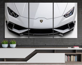 White Lamborghini Canvas Lamborghini Hood Kids Canvas Design Engine Sports Car Print Transport Vehicles Wall Art Decor For Home And Office