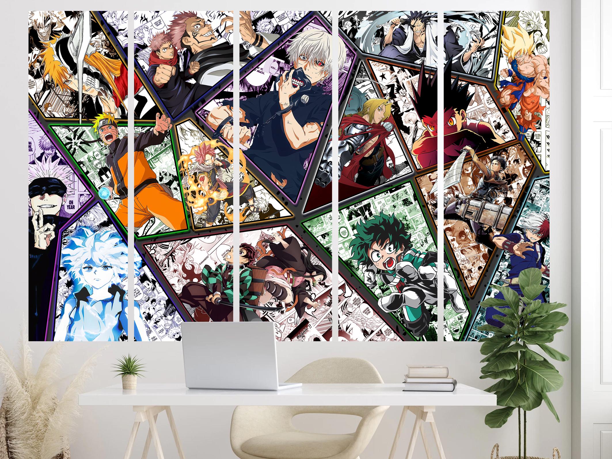 Anime Fantasy Collage Canvas Manga Style Japanese Aesthetic Wall Art ...