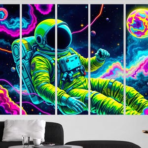 Astronaut Canvas Art Abstract Space Wall Decor Cosmic Galaxy Print Canvas for Bedroom Living Room Office Sci Fi Gift for Space Lovers