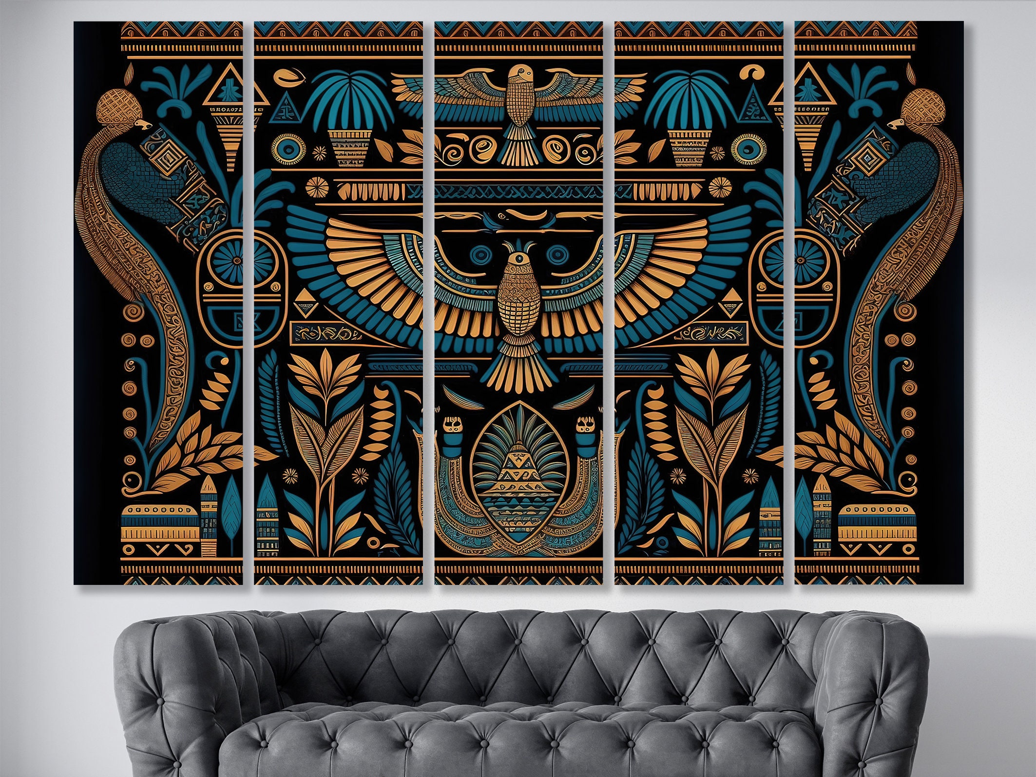 Egyptian Patterns Canvas Print Egyptian Wall Art Decor Etsy