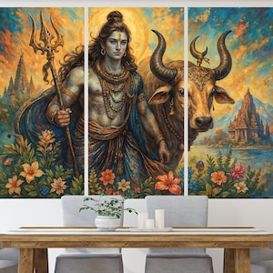 Shiva Canvas Wall Art Mystical Hindu God Painting Spiritual Indian Deity Artwork Divine Home Decor Meditation Room Canvas Print Gift Idea