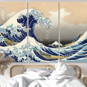 Great Wave off Kanagawa Canvas Print Katsushika Hokusai Japanese Wall Art Decor Japan Vintage Canvas Wave off Kanagawa Extra Large Canvas