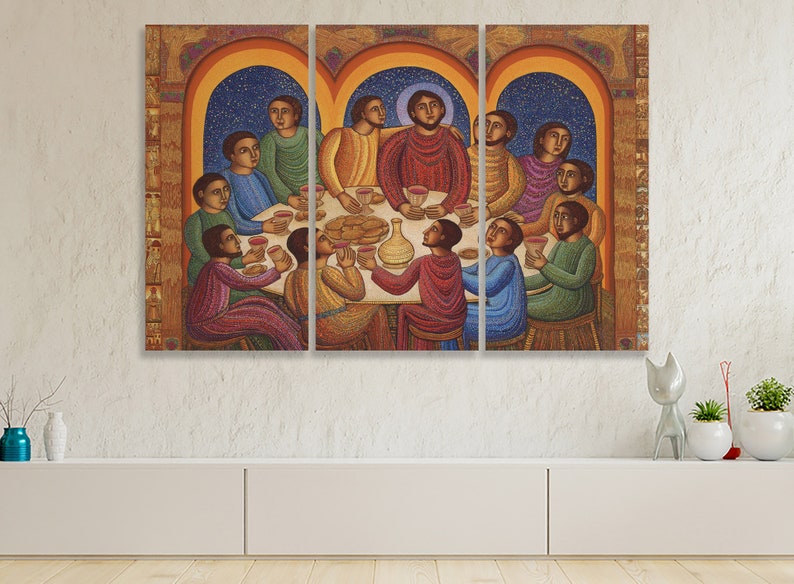 Original Religious Wall Art Last Supper Canvas Contemporary Etsy