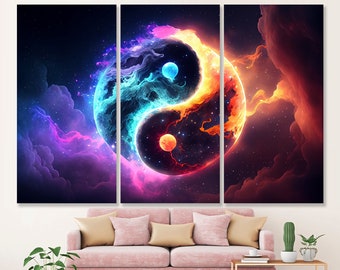 Fantasy Yin Yang Canvas Art Print: Cosmic Abstract Bedroom Decor