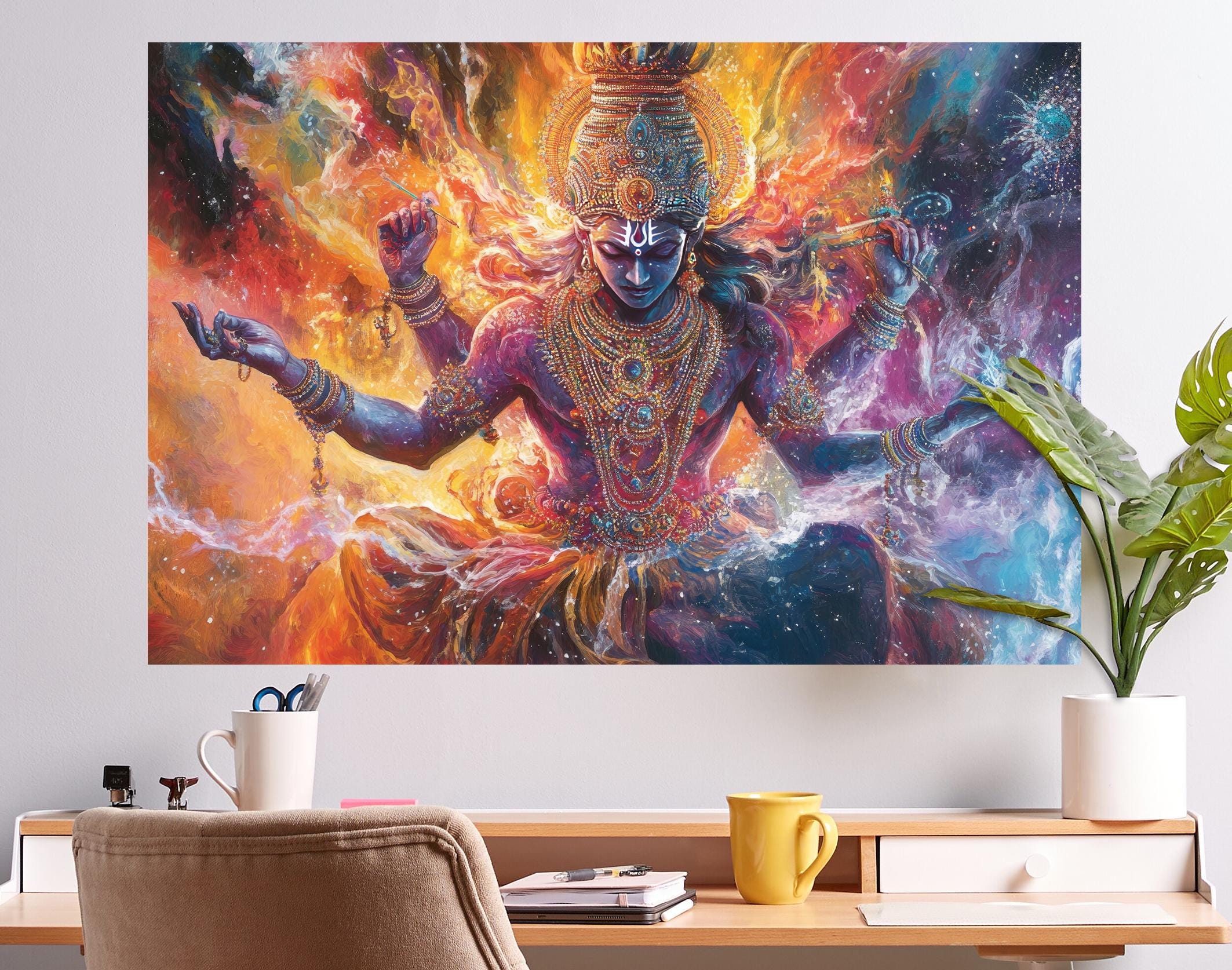 Shiva Canvas Wall Art Hindu Deity Cosmic Energy Spiritual Artwork ...