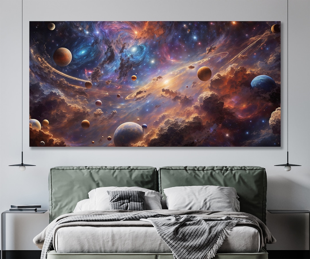 Space Canvas Print Galaxy Wall Decor Nebula Wall Art Canvas Kids Canvas ...