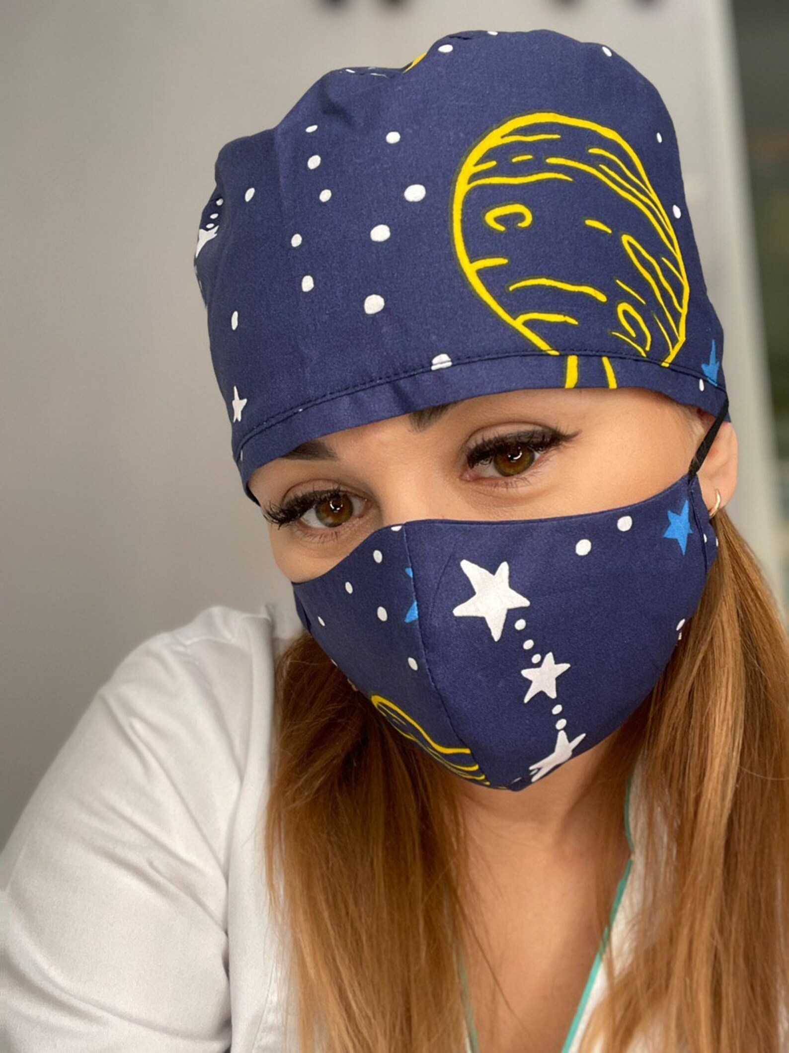 Scrub Caps w/ Face Mask Buttons Surgical Cap Medical Etsy