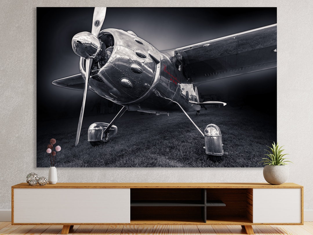 Vintage Airplane Canvas Frame Ready to Hang Extra Large Canvas Aircraft