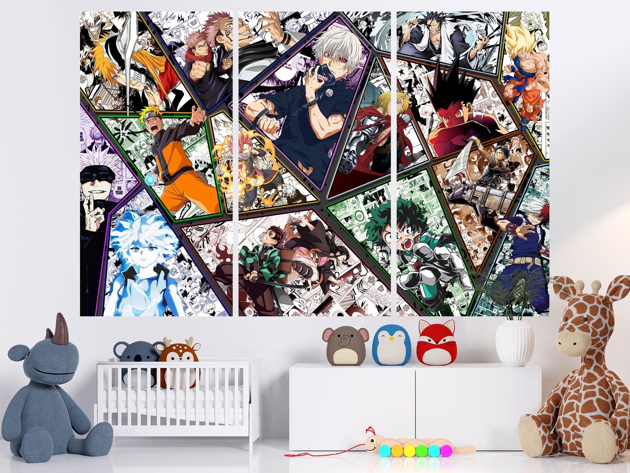 Anime Fantasy Collage Canvas Manga Style Japanese Aesthetic Wall Art ...