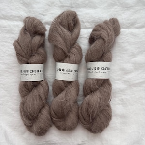 Hand Dyed Suri Alpaca & Silk Lace Yarn 459 Yards Sand Stone beige yarn – Baby Suri and Mulberry Silk.  Soft Fluffy Luxury Skein