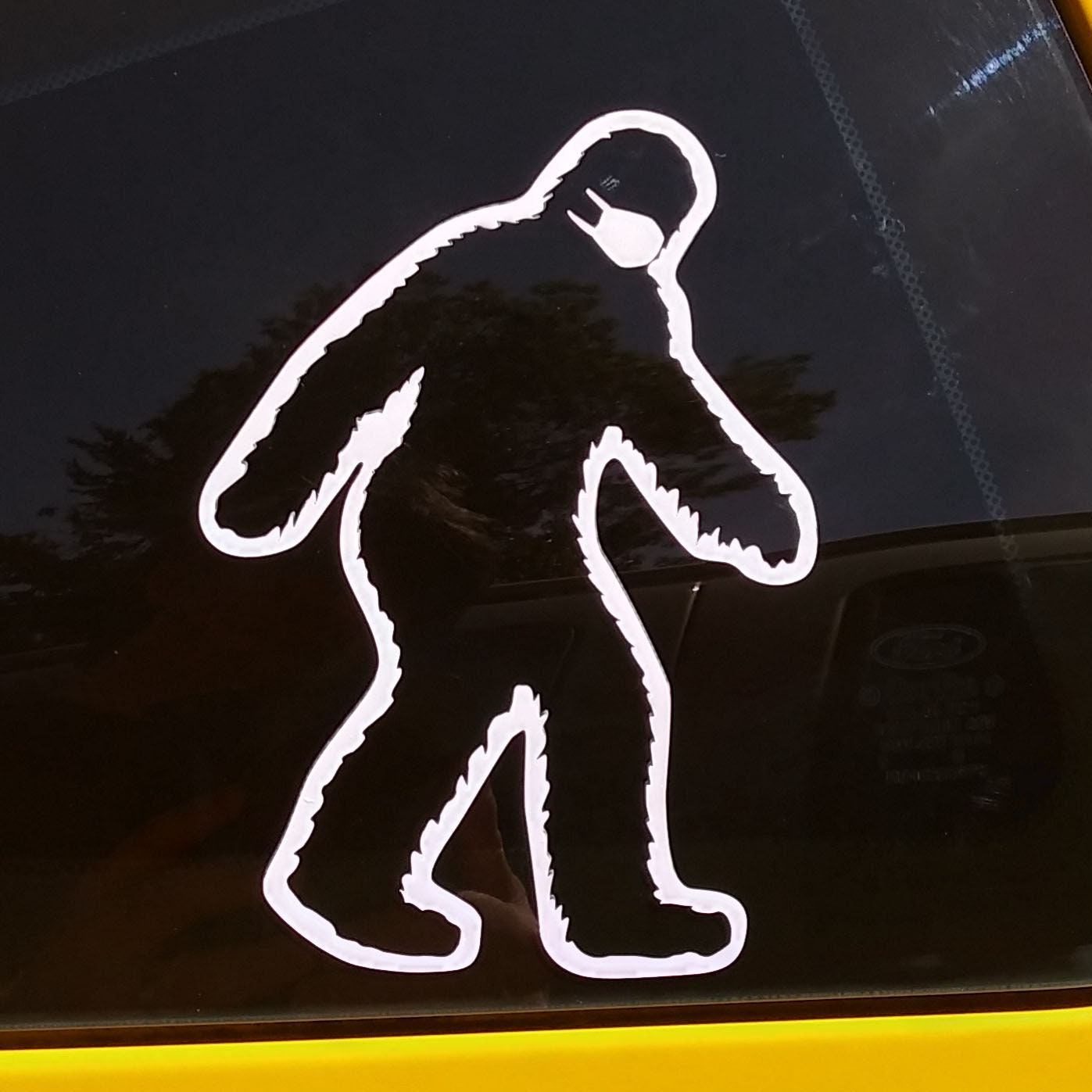 Bigfoot Wearing Mask Vinyl Decal outline | Etsy