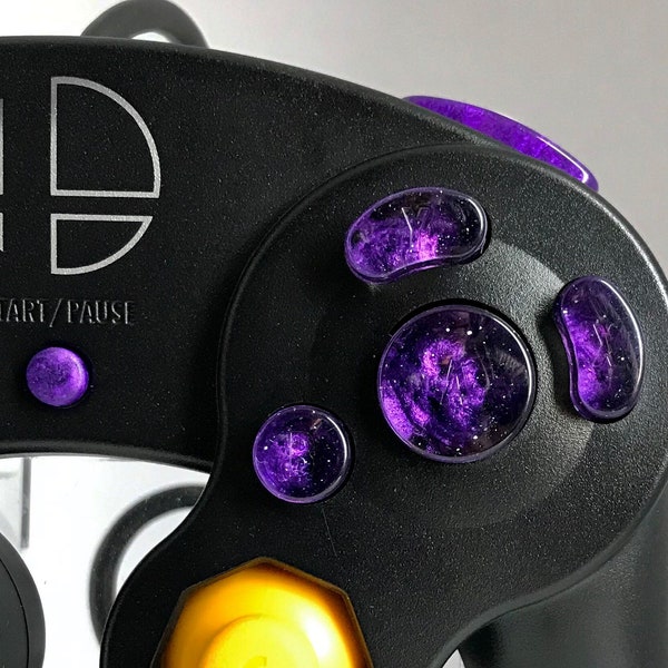 Boutons Purple Heart Nebula Gamecube (ABXY, Z, D-pad et Start) *LIRE LA DESCRIPTION*