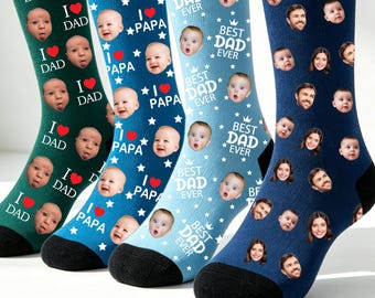 Chaussettes photo personnalisées, chaussettes personnalisées pour papa, cadeau fête des pères
