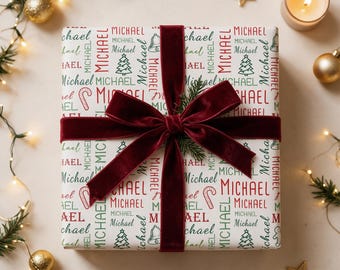 Personalized Christmas Wrapping Paper, Custom Name Christmas Gifts