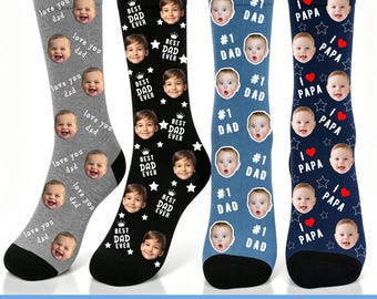 Chaussettes personnalisées avec photo pour papa, cadeau pour la fête des pères, cadeau de Noël