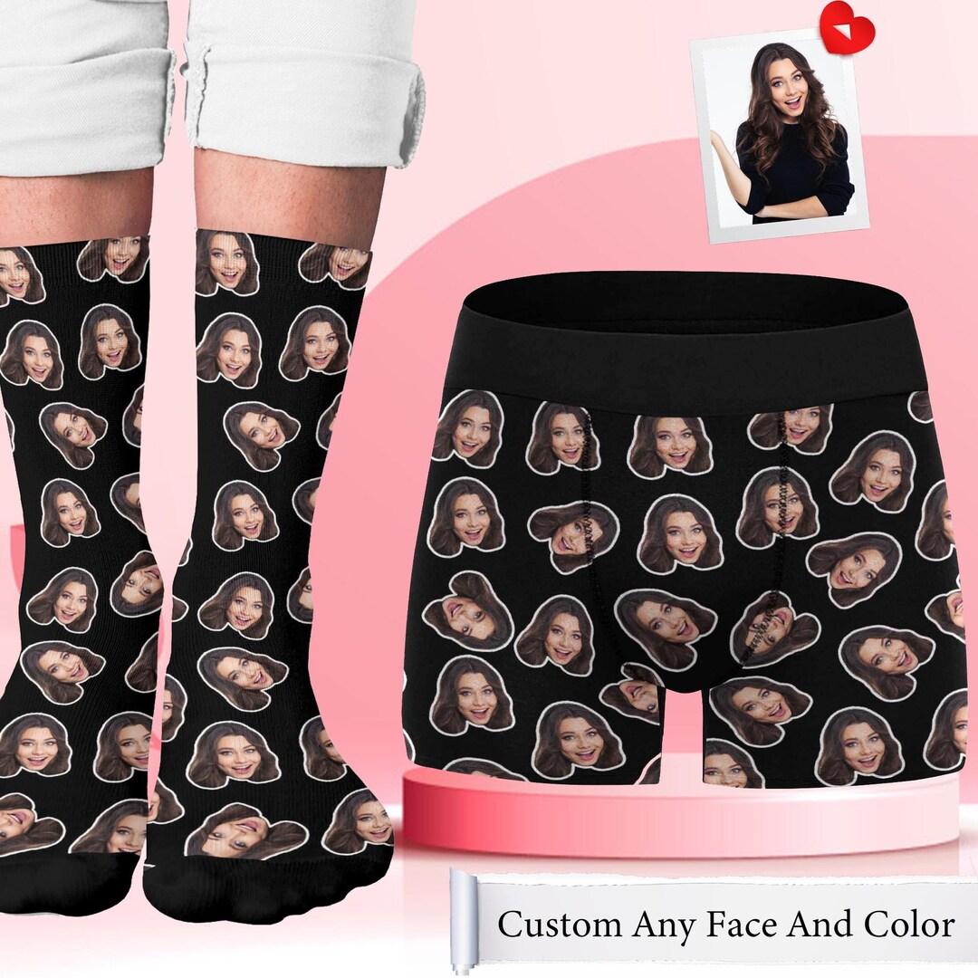 Custom Boxers/socks With Face, Personalized Face Boxers for Men, Boxer ...