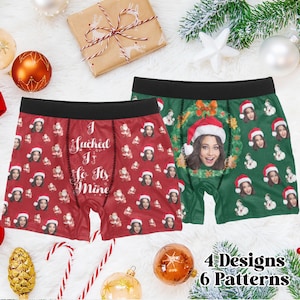 Custom Face Christmas Boxer Briefs: Personalized Photo Underwear Gift