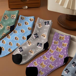 Custom Dog Face Socks, Custom Socks for Dog Dad, Customize Socks with Pic, Cat Socks, Persionalized Gifts for Boyfirend Friends Brother,