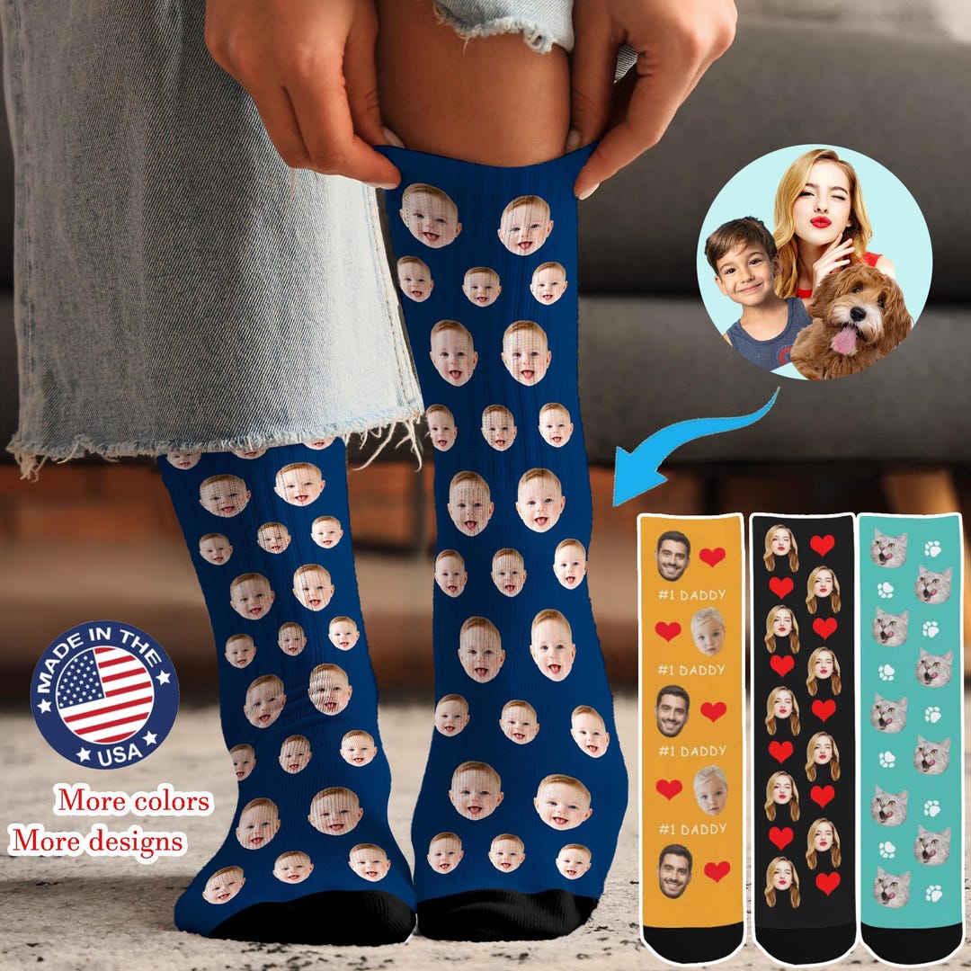 Personalized Socks With Face, Custom Photo Socks for Men, Father‘s Day ...