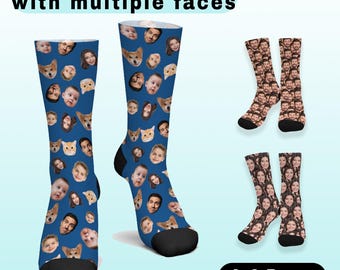 Calcetines con caras personalizadas, calcetines con fotos personalizadas, diseño multicara