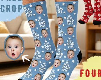 Personalized Photo Scoks for Dad, Custom Face Socks for Father, Funny Fathers Day Gifts