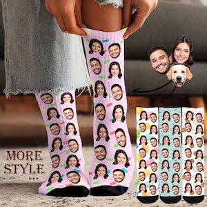 Sweet Custom Face Socks, Personalized  Photo Socks, Picture Candy Face on Socks, Customized Funny Photo Gift Him for Her Friends Brother