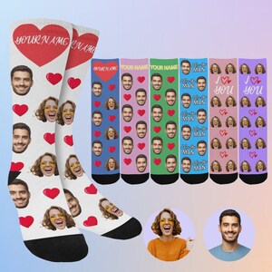 Custom Socks with Picture, Personalized Photo Socks with Text, Face Unisex Socks Gift, Funny Socks Gift for Couple, Birthday Christmas Gifts