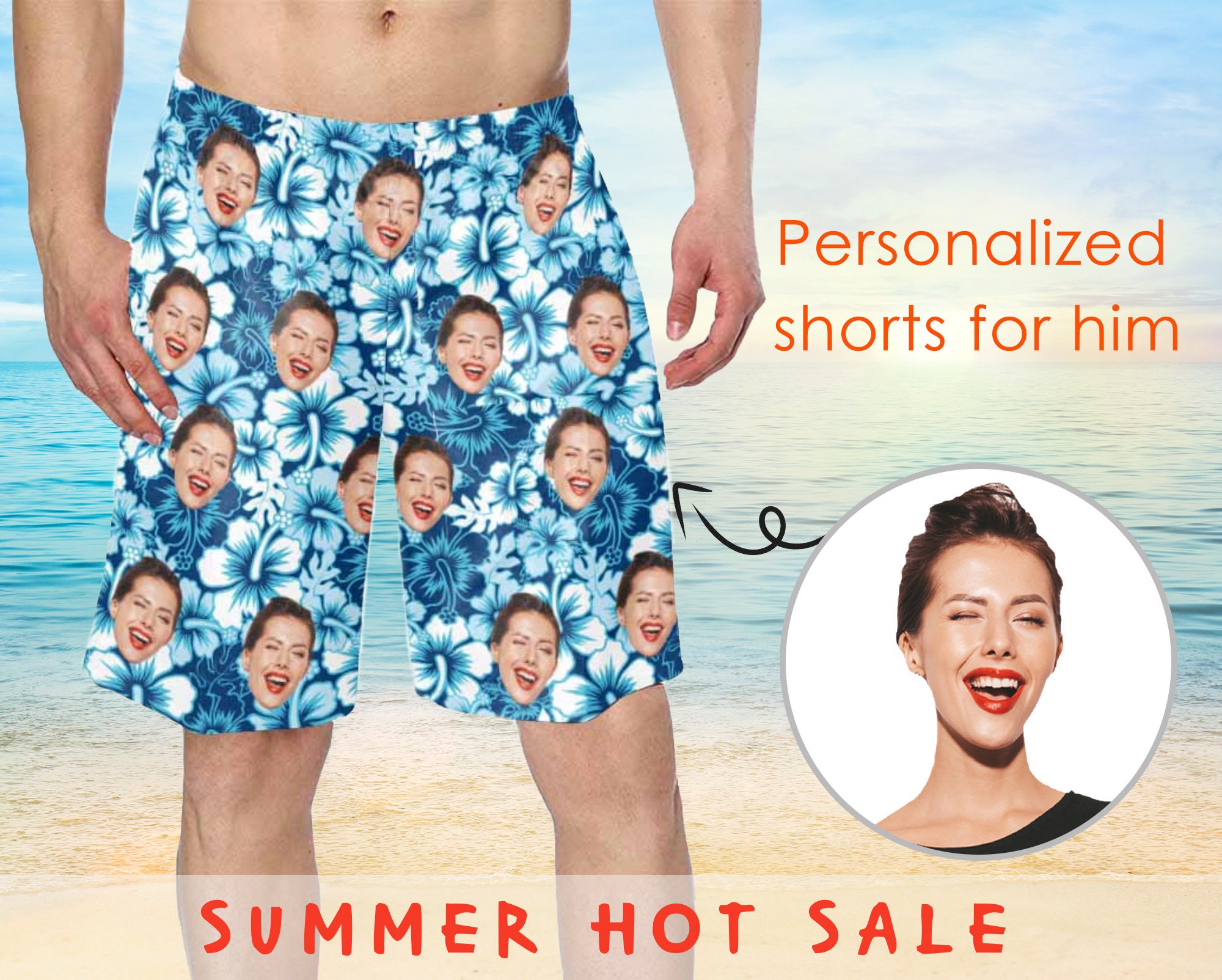 mens swim trunks with face