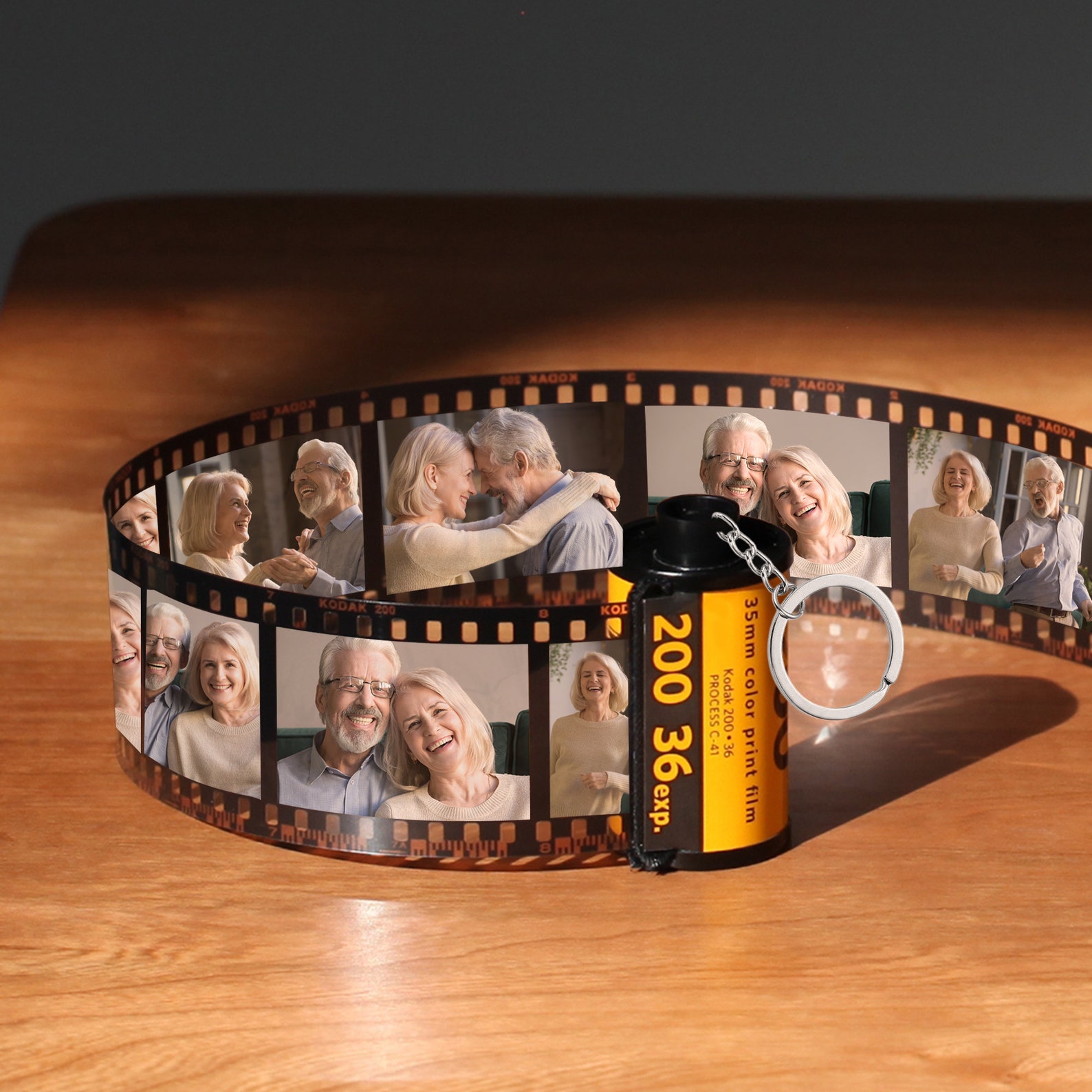 A keychain with a picture scroll will help him remember your memories no matter where he is.