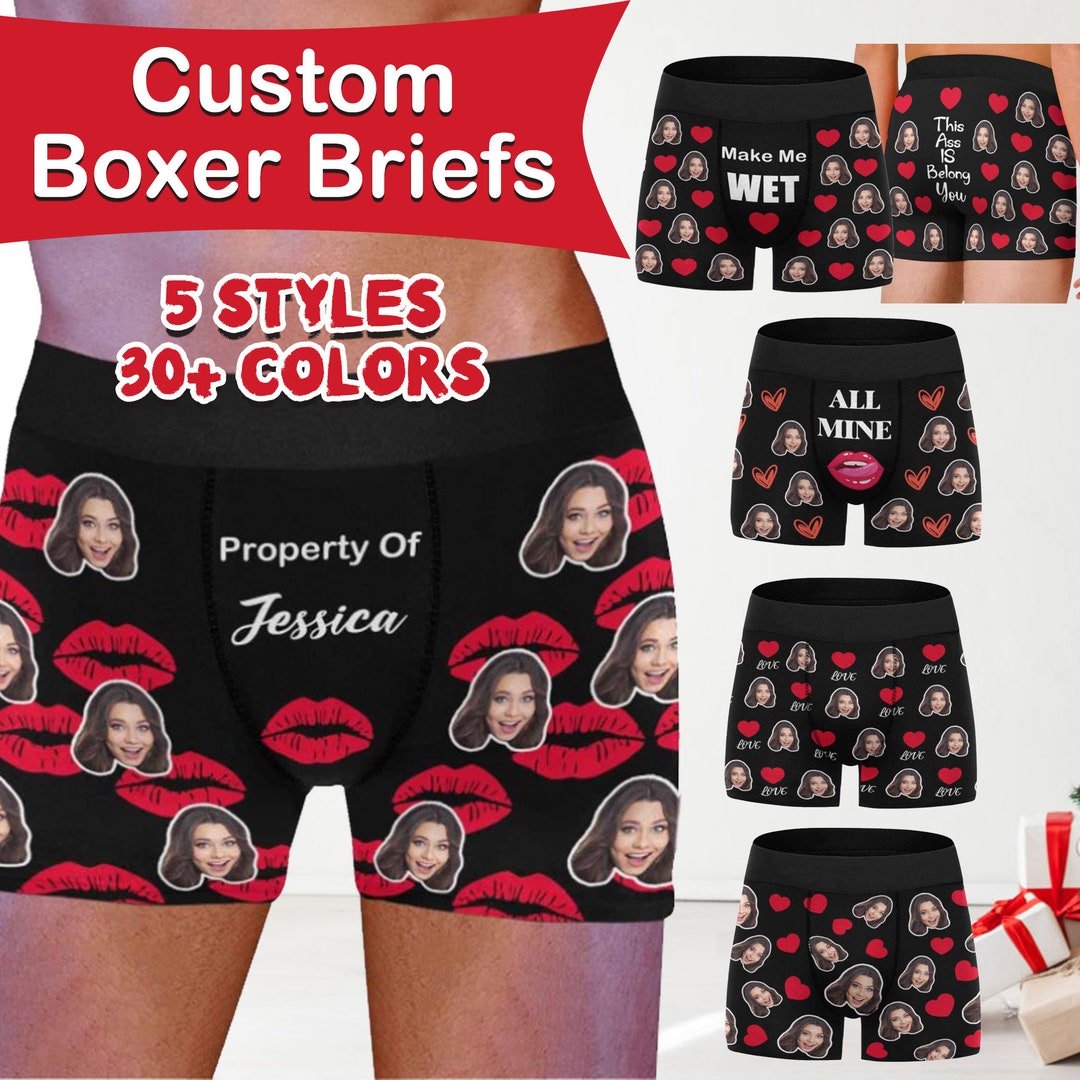 Custom Funny Face Photo Boyfriend Boxers On Body Valentines Day Husband