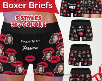 Custom Father's Day Gift for Him, Custom Boxer Briefs with Face Gifts for Boyfriend/Husband/Dad, Custom Face/Photo/Text Boxer Briefs Gifts