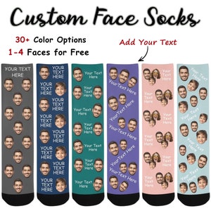 Personalized Face and Text Socks, Custom Face&Text on Socks, Custom Face Socks Christmas, Unisex Socks Gifts, Funny Socks Gift for Christmas